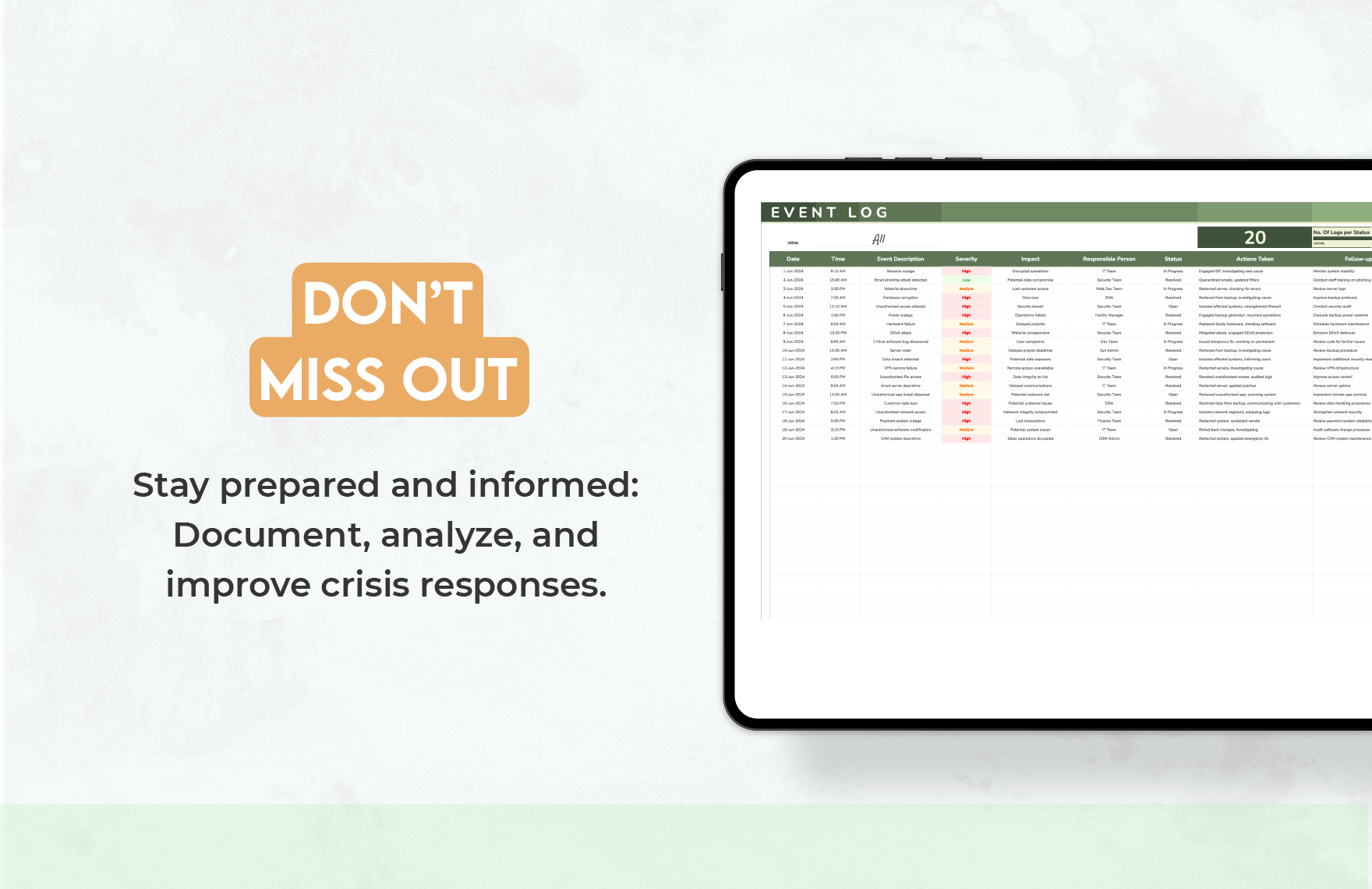 Crisis Event Log Template