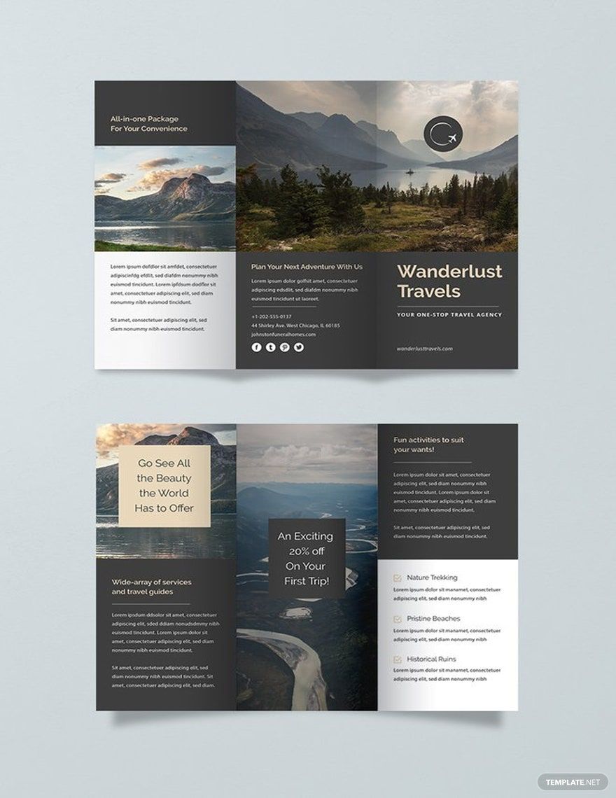 Travel Trifold Brochure Template in Publisher, PSD, Pages, Word, Illustrator - Download | Template.net
