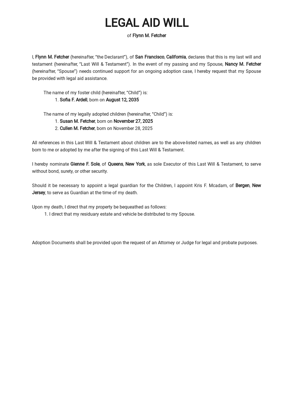 Legal Aid Will Template in Word, Google Docs - Download | Template.net